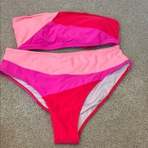 Colorful Strapless Bikini Set